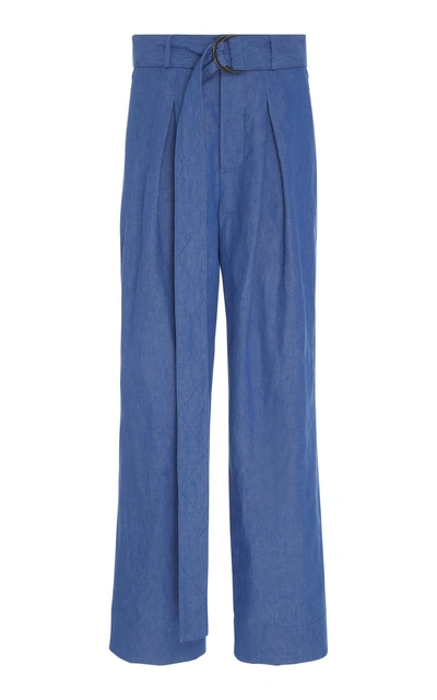Arias Belted Wide-leg Pant In Blue