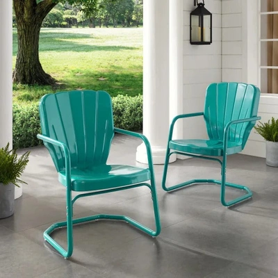 Crosley Ridgeland 2pc Chair Set - 2 Chairs Turquoise Gloss