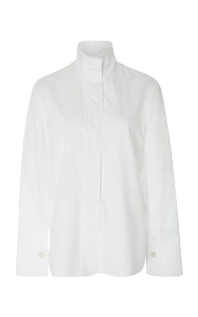 Arias Long Sleeve Cotton Blouse In White