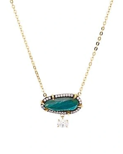 Nadri Jasmine Stone Pendant Necklace, 15 In Blue/gold