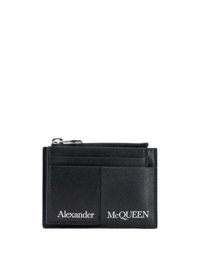 Alexander Mcqueen Leather Card Holder With Logo Print