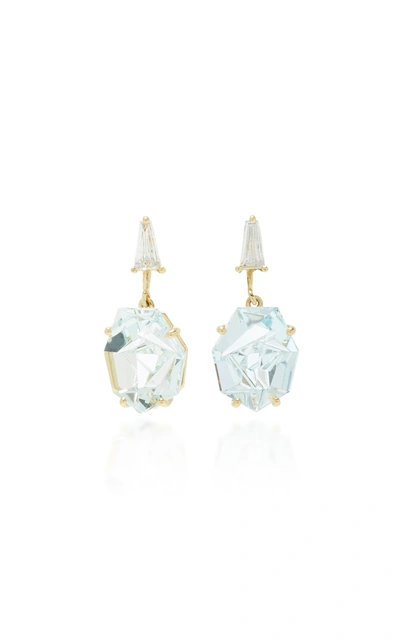 Misui Klar Aquamarine With Diamonds Earrings In Blue