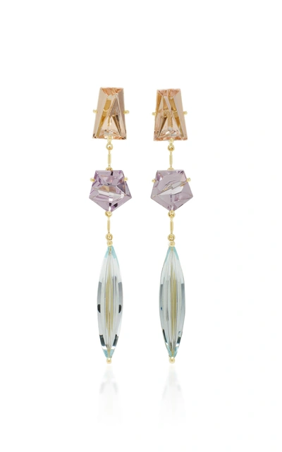 Misui One-of-a-kind 18k Gold And Multi-stone Earrings In Blue