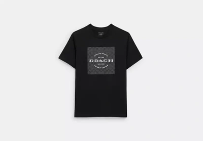 Coach Outlet Signature Square T-shirt In Organic Cotton In Black