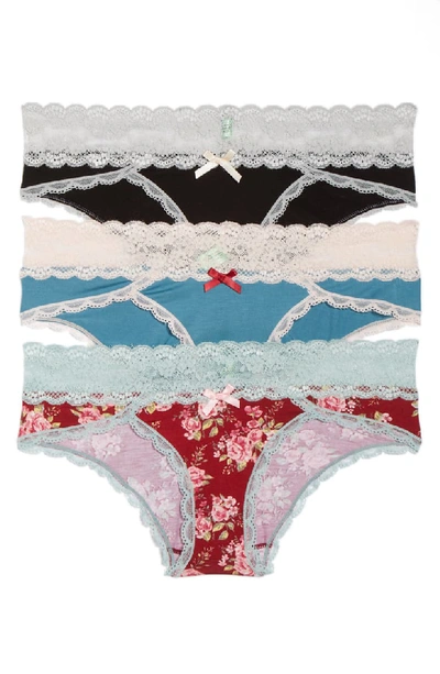 Honeydew Intimates Ahna 3-pack Hipster Panties In Black/tonic/pomme Floral