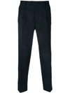 Moncler Cropped Tailored Fit Wool Pants In Navy