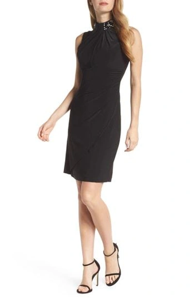 Vince Camuto Ruched Cocktail Sheath In Black