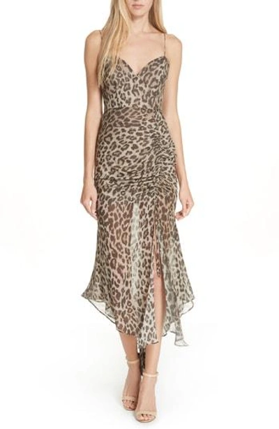 Nicholas Leopard Print Silk Midi Dress