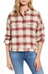Ag Smith Plaid Shirt Jacket In Natural/ Tannic Red