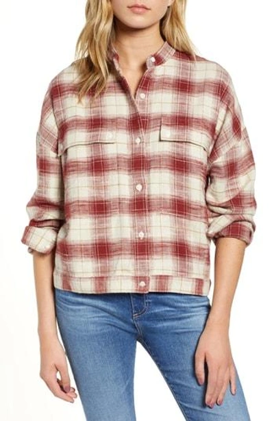 Ag Smith Plaid Shirt Jacket In Natural/ Tannic Red