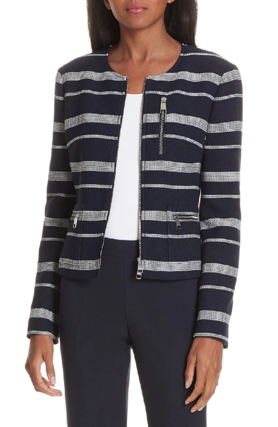 Hugo Boss Kanoa Textured Knit Jacket In Dark Navy Fantasy