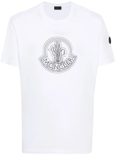 Moncler Cotton T-shirt With Frontal Logo In White