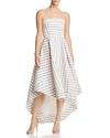 C/meo Collective Moments Apart Strapless Gown In Ivory Stripe