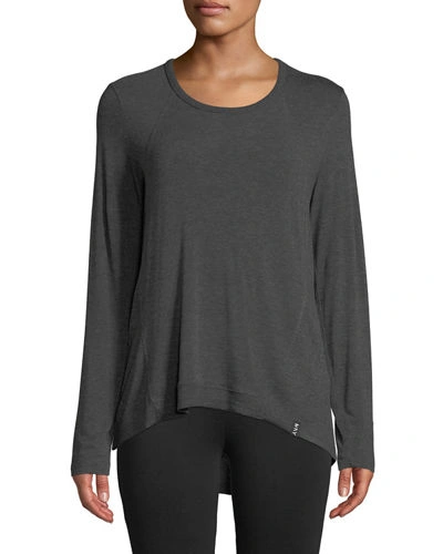 Marc New York Performance Long-sleeve High/low Top In Charcoal Heather