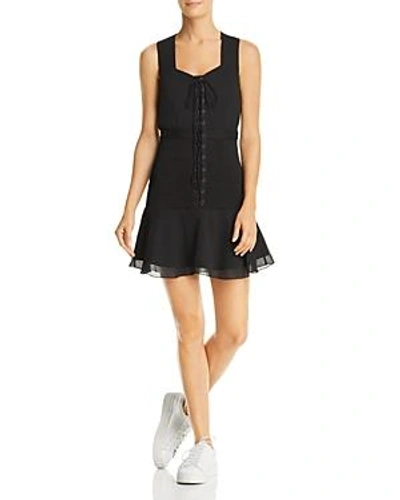 The East Order Nina Smocked Lace-up Mini Dress In Black