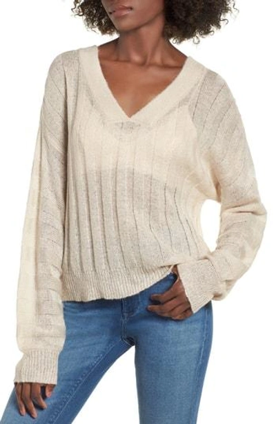 Moon River Rib Knit Sweater In Cream