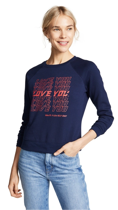 Rebecca Minkoff Jennings Love You Graphic Sweatshirt In Navy/red