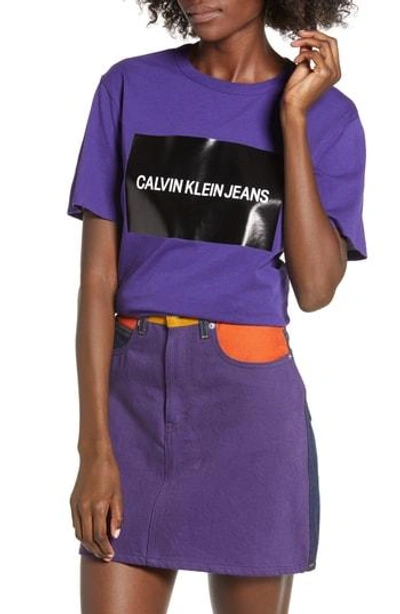 Calvin Klein Jeans Est.1978 Blocked Gel Logo Tee In Parachute Purple
