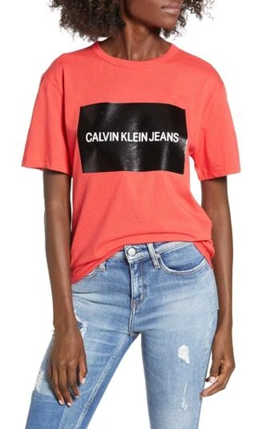 Calvin Klein Jeans Est.1978 Blocked Gel Logo Tee In Tomato