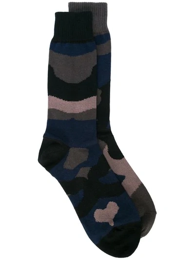 Sacai Camouflage Knit Socks - Blue