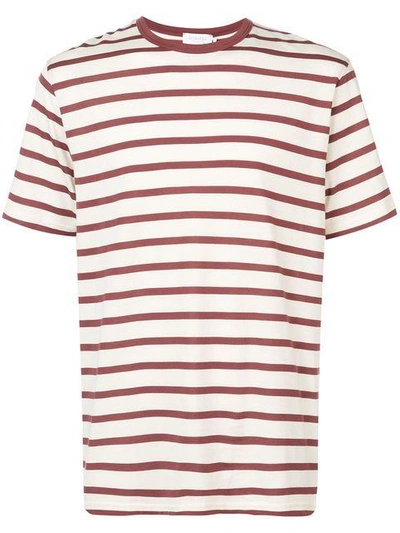 Sunspel Striped Short Sleeve T-shirt - White