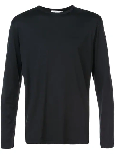 Sunspel Long-sleeved Cotton-jersey T-shirt In Black