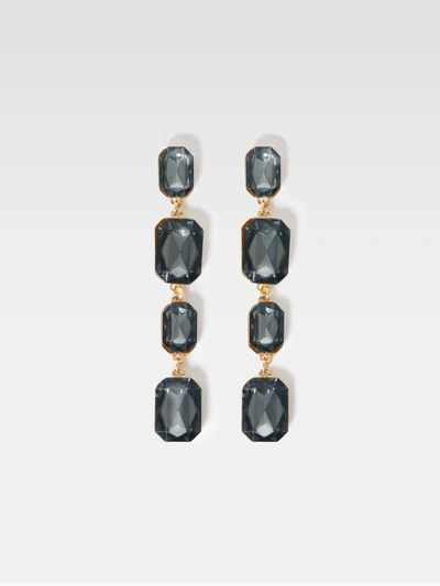 French Connection Crystal Drop Earrings Black/gold