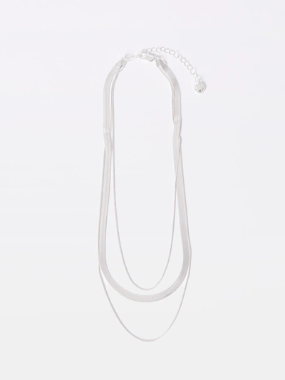 French Connection Multi Row Necklace Silver In Metallic