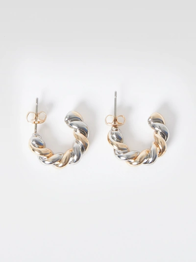 French Connection Twisted Mixed Metal Earring Gold/silver In Multi