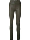 Sprwmn Stretch Leather Trousers In Green