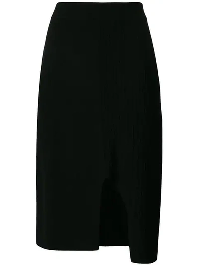 Pringle Of Scotland Asymmetric Knit Skirt - Black