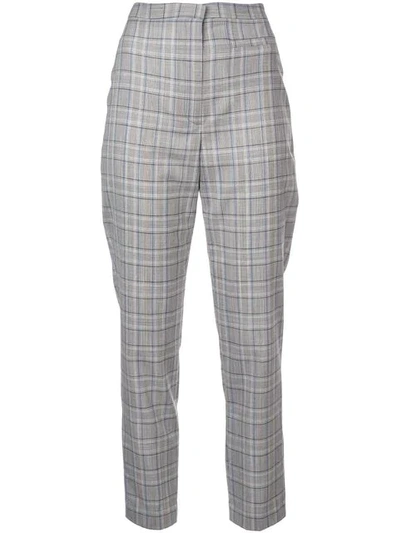Milly Slim Checked Trousers In Grey