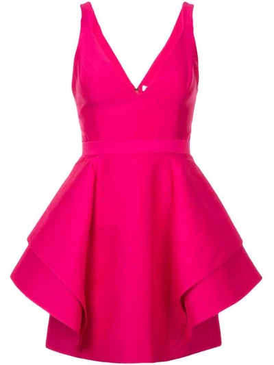 Halston Heritage Short Ruffle Dress In Pink
