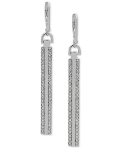 Dkny Pave Linear Drop Earrings In Silver