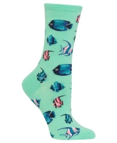 Hot Sox Women's Tropical Fish Crew Socks In Jade