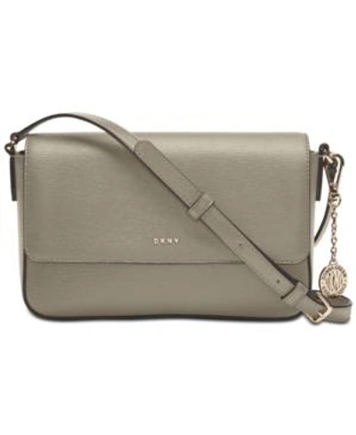 Dkny Saffiano Leather Bryant Flap Crossbody, Created For Macy's In Clay