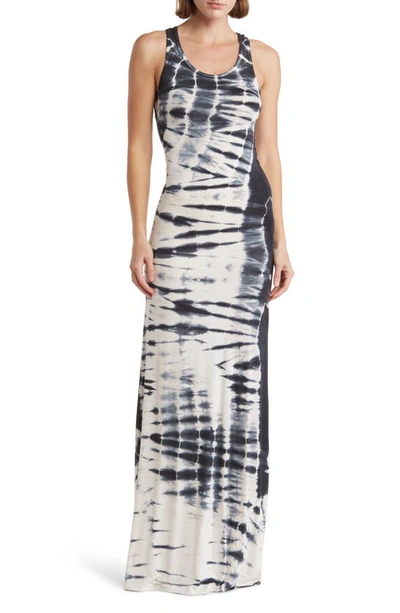 Go Couture Washed Tie Dye Maxi Dress In Black Blue Oval Circles