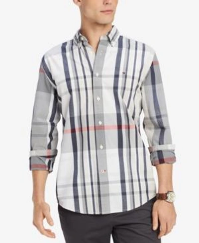 Tommy Hilfiger Men's Ronny Plaid Classic Fit Shirt, Created For Macy's In Bright White