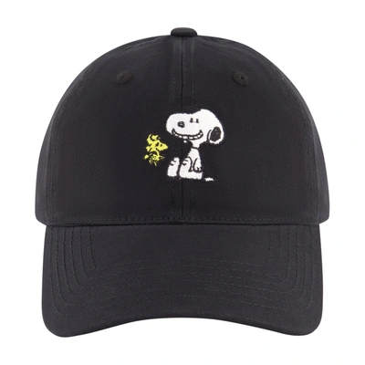 Peanuts Snoppy & Woodstck Dad Cap With Embroidery In Black