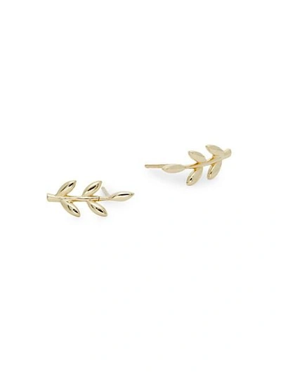 Saks Fifth Avenue 14k Gold Small Leaf Stud Earrings