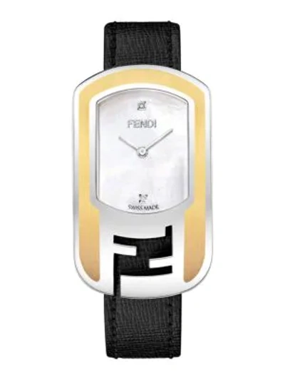 Fendi F303434511d1 Chameleon Two-tone Diamond Leather Watch In Silver