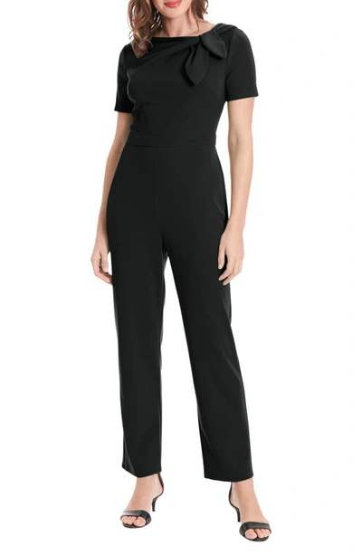 London Times Bow Neck Jumpsuit In Black