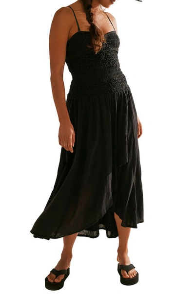 Free People Sparkling Moment Cotton Midi Sundress In Black