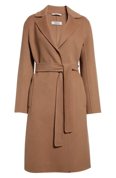 Max Mara Pauline Belted Double Face Virgin Wool Wrap Coat In Brown