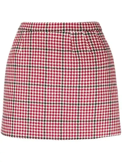 Red Valentino Houndstooth Mini Skirt In Red