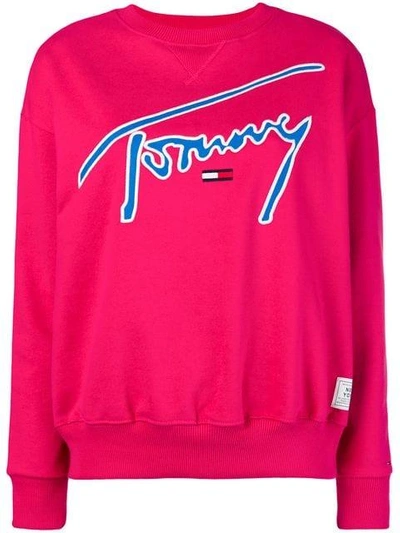 Tommy Jeans Logo Sweatshirt - Pink In Pink & Purple