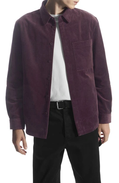 Cos Corduroy Utility Overshirt In Lilac Purple Dark