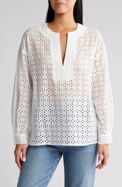 Vici Collection Prisca Cotton Eyelet Cover-up Top In White