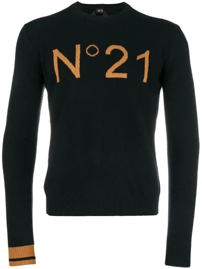 N°21 Cotton Crew Neck Jumper In Black