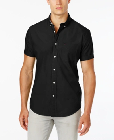 Tommy Hilfiger Men's Maxwell Short-sleeve Button-down Classic Fit Shirt, Created For Macy's In Black